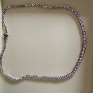 Dazzling Silver Necklace with diamond accents